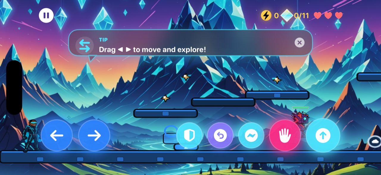 Platforming gameplay in Password Peaks